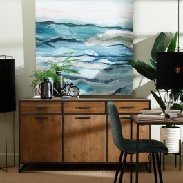 Aparador CÉSARE 150 x 48 x 83 cm Negro Metal Madera Marrón