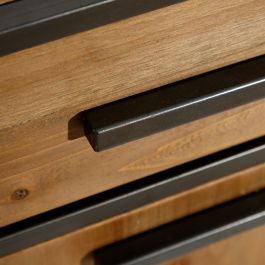 Aparador CÉSARE 150 x 48 x 83 cm Negro Metal Madera Marrón