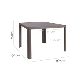 Mesa de Comedor Stella 90 x 90 x 75 cm Gris Aluminio