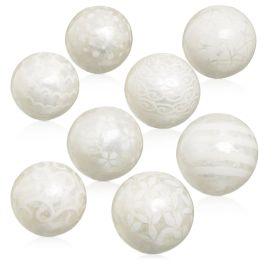 Bolas CAPIZ Decoración Blanco 10 x 10 x 10 cm (8 Unidades)