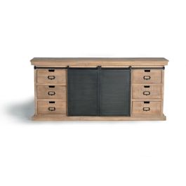 Aparador Alexandra House Living Gris Natural madera y metal 190 x 85 x 40 cm
