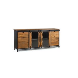 Aparador Alexandra House Living Negro Metal Madera de mango 190 x 80 x 40 cm