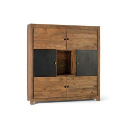 Aparador Alexandra House Living Negro Natural Metal Madera de mango 145 x 153 x 40 cm