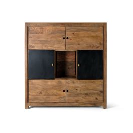 Aparador Alexandra House Living Negro Natural Metal Madera de mango 145 x 153 x 40 cm