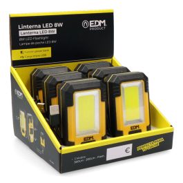 Linterna led 8w cob 450lm /130lm / flash 6.500k recargable con usb. funcion power bank. incluye cable de carga.