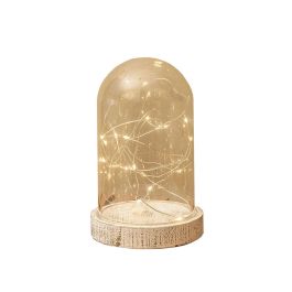 Jarron de cristal con base de madera vintage 20 leds ø10x16cm 3xaaa Precio: 8.94999974. SKU: S7901282