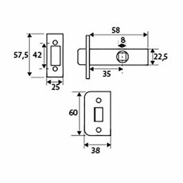 Blister picaporte tubular c/c pct03 45mm ns edm