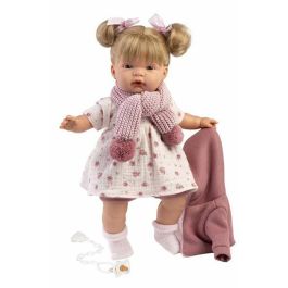 Muñeca llorona joelle chaqueta fuxia 38cm incluye chupete.cuerpo tela