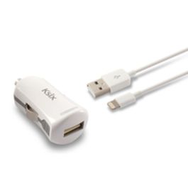 Cargador USB para Coche + Cable Lightning MFi KSIX Apple-compatible 2.4 A