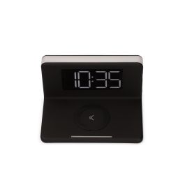 Reloj Despertador con Cargador Inalámbrico KSIX Qi Negro