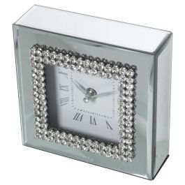 Reloj de Mesa Alexandra House Living Gris Cristal Espejo 15 x 15 x 5 cm