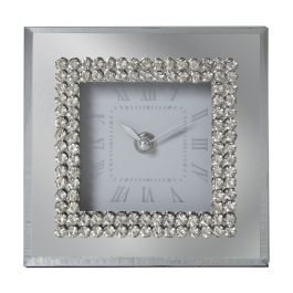 Reloj de Mesa Alexandra House Living Gris Cristal Espejo 15 x 15 x 5 cm