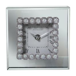 Reloj de Mesa Alexandra House Living Gris Cristal Espejo 15 x 15 x 5 cm