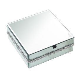 Caja-Joyero Alexandra House Living Gris Cristal Espejo 15 x 6 x 15 cm