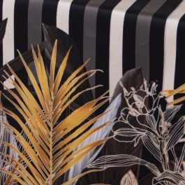 Camino de Mesa Alexandra House Living Negro Ocre Textil 180 x 30 cm Hojas Terciopelo