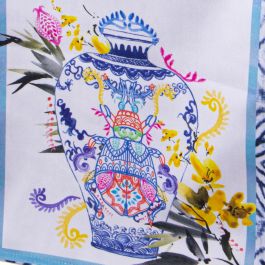 Camino de Mesa Alexandra House Living Azul Blanco Textil 180 x 30 cm Terciopelo