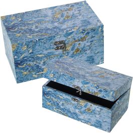 Juego de Cajas Decorativas Alexandra House Living Azul Madera 2 Piezas Precio: 45.37500067759999. SKU: B1GXXCJYLE