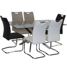 Mesa de Comedor Alexandra House Living Gris Transparente Cristal 160 x 73 x 90 cm