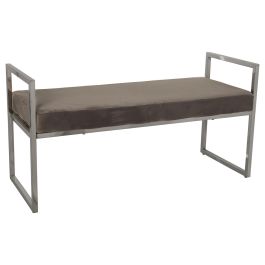 Banqueta Alexandra House Living Gris Terciopelo Metal 103 x 54 x 41 cm