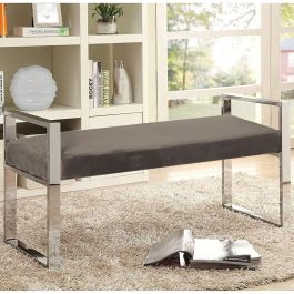 Banqueta Alexandra House Living Gris Terciopelo Metal 103 x 54 x 41 cm