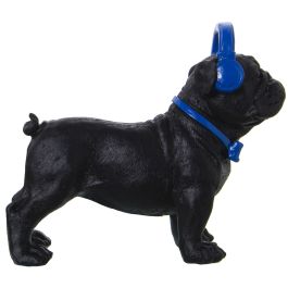 Figura Decorativa Alexandra House Living Azul Negro Plástico Perro Auriculares 11 x 22 x 19 cm