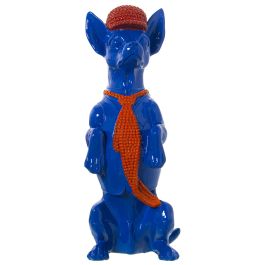 Figura Decorativa Alexandra House Living Azul Naranja Plástico Perro Corbata 13 x 16 x 30 cm