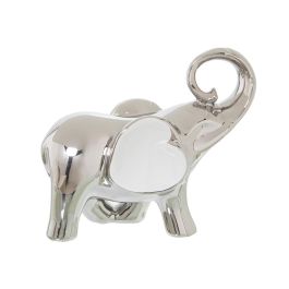 Figura Decorativa Alexandra House Living Blanco Plateado Cerámica Elefante 20 x 9 x 18 cm