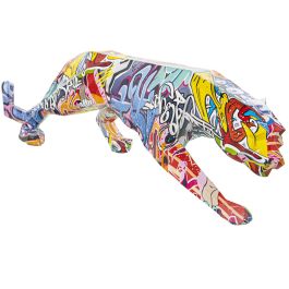 Figura Decorativa Alexandra House Living Multicolor Plástico Pantera Graffiti 14 x 46 x 16 cm