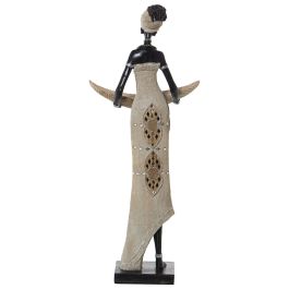 Figura Decorativa Alexandra House Living Beige Plástico Africana 16 x 25 x 58 cm