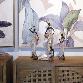 Figura Decorativa Alexandra House Living Blanco Dorado Plástico Africana 12 x 14 x 45 cm