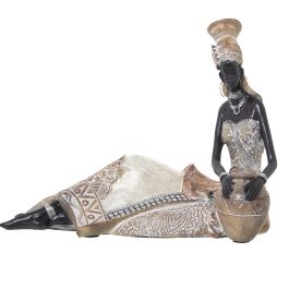 Figura Decorativa Alexandra House Living Blanco Dorado Plástico Africana 14 x 21 x 27 cm Precio: 46.88999986. SKU: B12XBSKN42