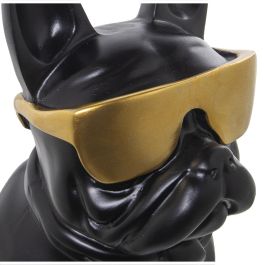 Figura Decorativa Alexandra House Living Negro Dorado Plástico Gafas Perro 19 x 27 x 26 cm