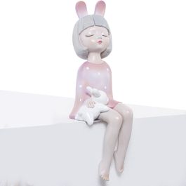 Figura Decorativa Alexandra House Living Rosa Plástico Conejo Orejas 11 x 15 x 31 cm