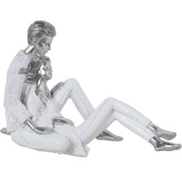 Figura Decorativa Alexandra House Living Blanco Plateado Plástico Pareja 14 x 25 x 18 cm