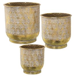 Set de Maceteros Alexandra House Living Blanco Dorado Metal (3 Piezas) Precio: 128.79000057. SKU: B1KAQQ8CEQ