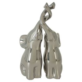 Set de Figuras Alexandra House Living Cerámica Elefante Plateado 12 x 18 x 31 cm (2 Piezas)