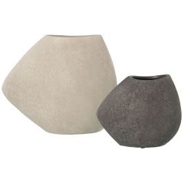 Set de 2 Jarrones Alexandra House Living Blanco Gris Cerámica Precio: 79.847899879. SKU: B1GZ6SWKDR