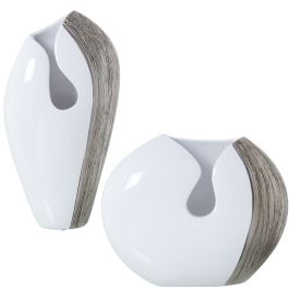 Set de 2 Jarrones Alexandra House Living Blanco Plateado Cerámica Precio: 82.884999637. SKU: B15MS6X49Y