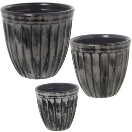 Set de Maceteros Alexandra House Living Negro Cerámica (3 Piezas)