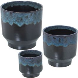 Set de Maceteros Alexandra House Living Azul Negro Cerámica (3 Piezas) Precio: 65.49999951. SKU: B1736WNDYV