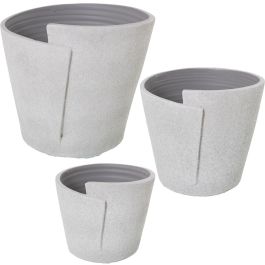 Set de Maceteros Alexandra House Living Blanco Gris Cerámica (3 Piezas) Precio: 74.50000008. SKU: B14ZM4PMY7