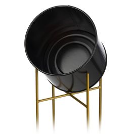 Set de Maceteros Alexandra House Living Negro Dorado Metal Con soporte (3 Piezas)