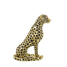Figura Decorativa Alexandra House Living Negro Dorado Plástico Leopardo 12 x 22 x 27 cm