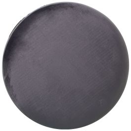 Puff Alexandra House Living Negro Gris Terciopelo Madera 7 x 44 x 40 cm