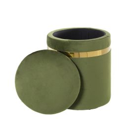 Puff Alexandra House Living Verde Dorado Terciopelo Madera Set 2 Piezas