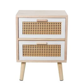 Mesita de Noche Alexandra House Living Blanco Marrón Madera 40 x 55 x 30 cm