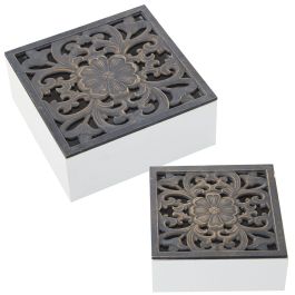 Juego de Cajas Decorativas Alexandra House Living Blanco Negro Madera 2 Piezas Precio: 31.3268996854. SKU: B18BS2P6Q6