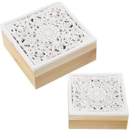 Juego de Cajas Decorativas Alexandra House Living Blanco Marrón Madera 2 Piezas Precio: 31.3268996854. SKU: B1BNFBFDMS