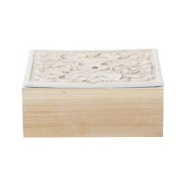 Juego de Cajas Decorativas Alexandra House Living Blanco Marrón Madera 2 Piezas