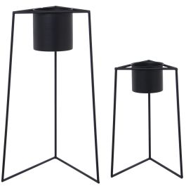 Set de Maceteros Alexandra House Living Negro Metal Con soporte (2 Piezas) Precio: 62.50000053. SKU: B12VSFS99T